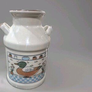Vintage Duck Country Kitchen Crock Milk Jug Vase General Store 80s